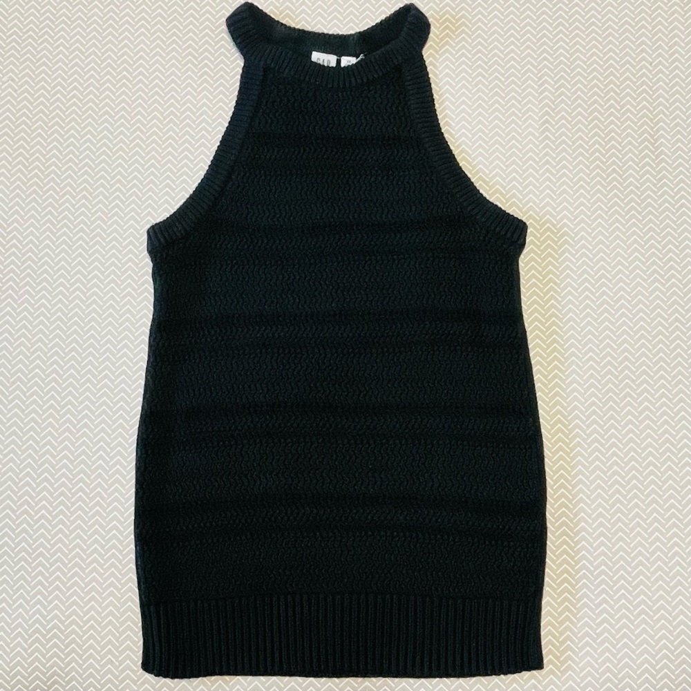 GAP Black Knit Halter Neck Tank Top Textured‎ Sleeveless Sweater XS